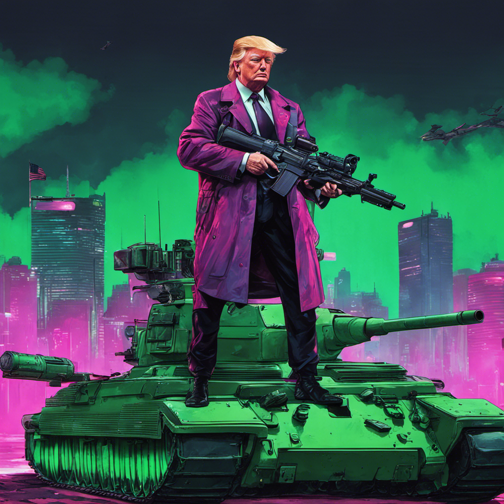 Donald Trump cyberpunk standing on tank 20oz skinny tumbler - Premium tumbler from MyDesigns - Just $29.95! Shop now at Lees Krazy Teez