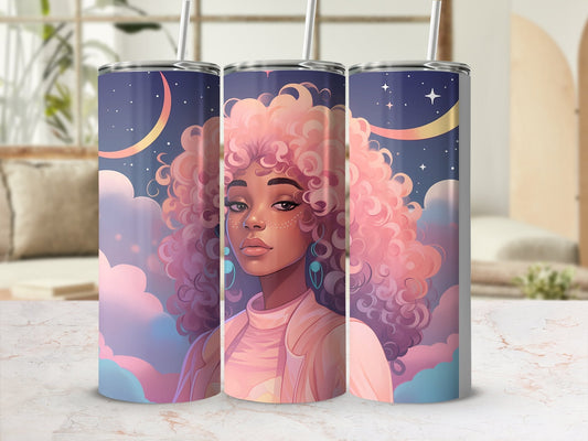 Pink Woman with pink hair - 20oz skinny sublimation tumbler - Premium tumbler from MyDesigns - Just $29.95! Shop now at Lees Krazy Teez