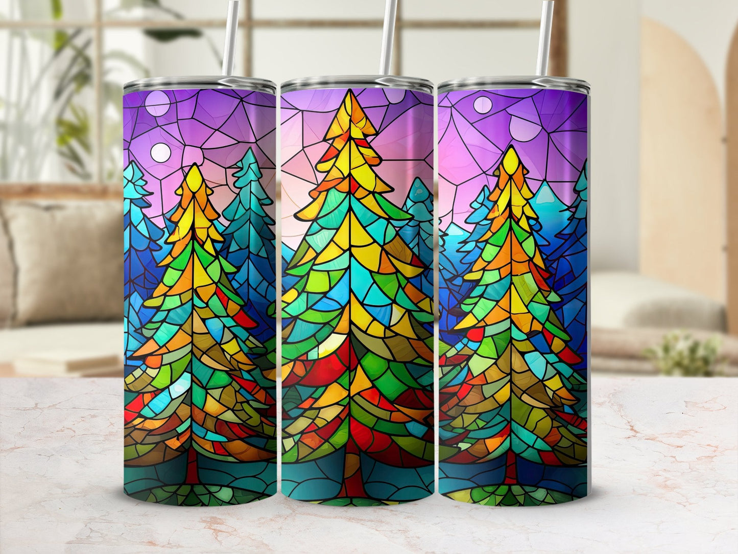 Christmas Stained glass tree skinny awesome 20oz - Premium tumbler from MyDesigns - Just $26.95! Shop now at Lees Krazy Teez