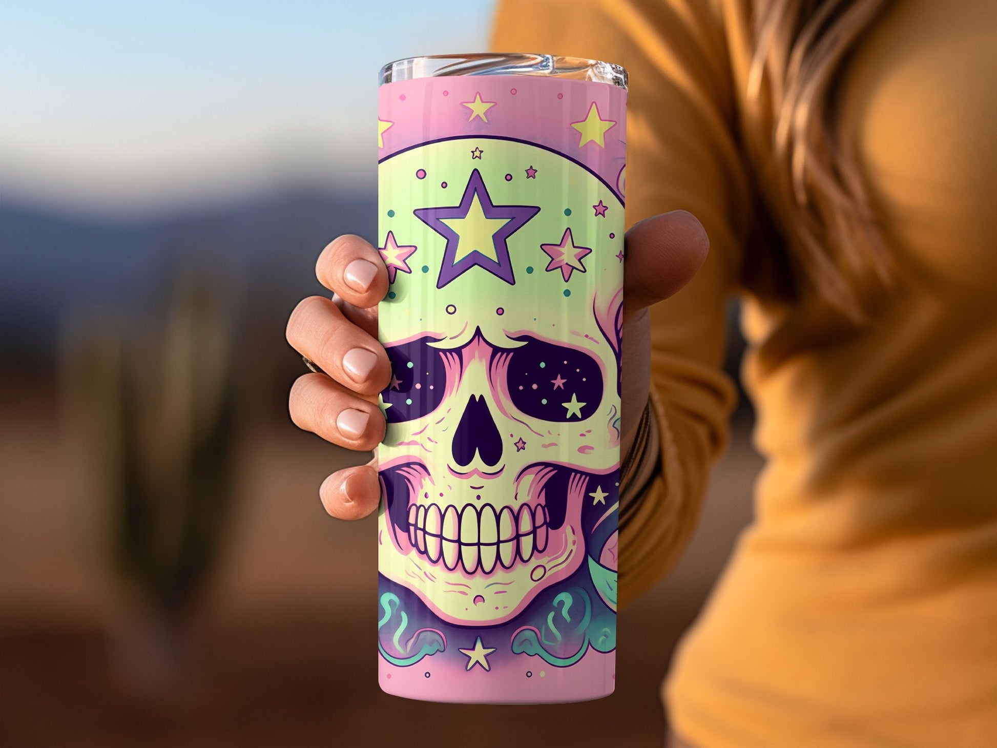 Skull Pastel magically 20oz skinny sublimation tumbler - Premium tumbler from MyDesigns - Just $29.95! Shop now at Lees Krazy Teez