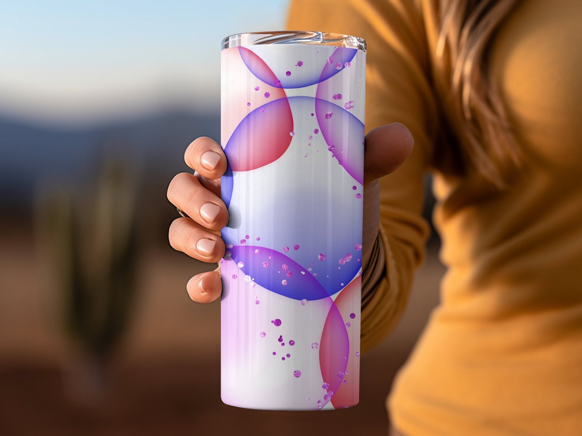 3d purple Summer Bubble Glitter 20oz skinny tumbler - Premium tumbler from MyDesigns - Just $29.95! Shop now at Lees Krazy Teez
