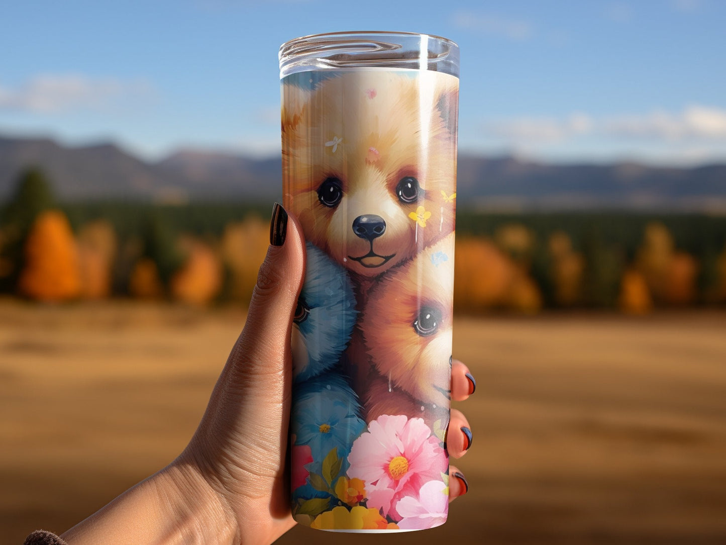 Colorful Cute Baby Three Bears 20oz skinny tumbler - Premium tumbler from MyDesigns - Just $26.95! Shop now at Lees Krazy Teez