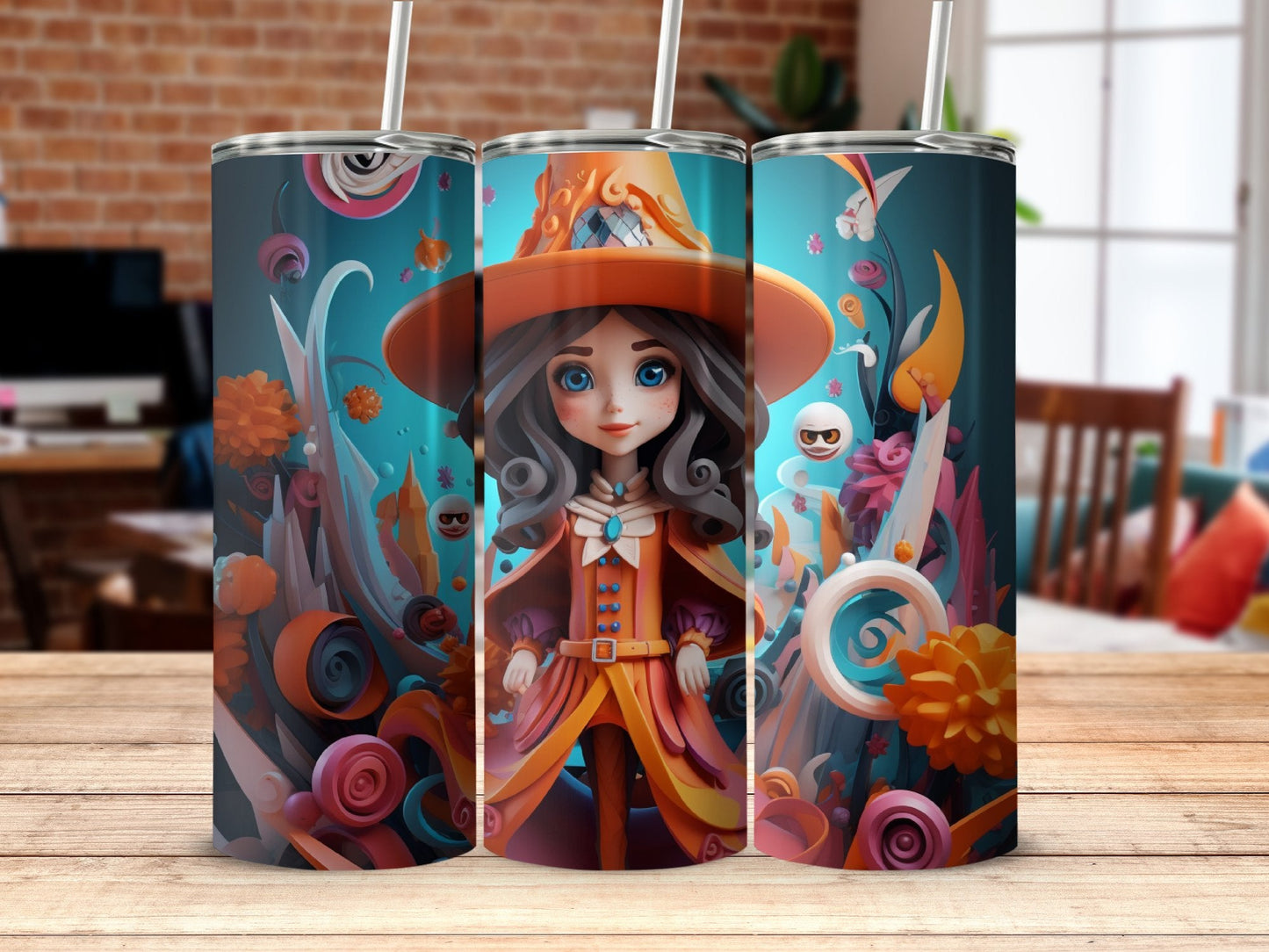 3d witch walking in flowers 20oz skinny tumbler - Premium tumbler from MyDesigns - Just $26.95! Shop now at Lees Krazy Teez