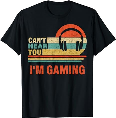 Funny Gamer Headset I Can't Hear You I'm Gaming Gift T-Shirt - Premium t-shirt from Lees Krazy Teez - Just $19.95! Shop now at Lees Krazy Teez