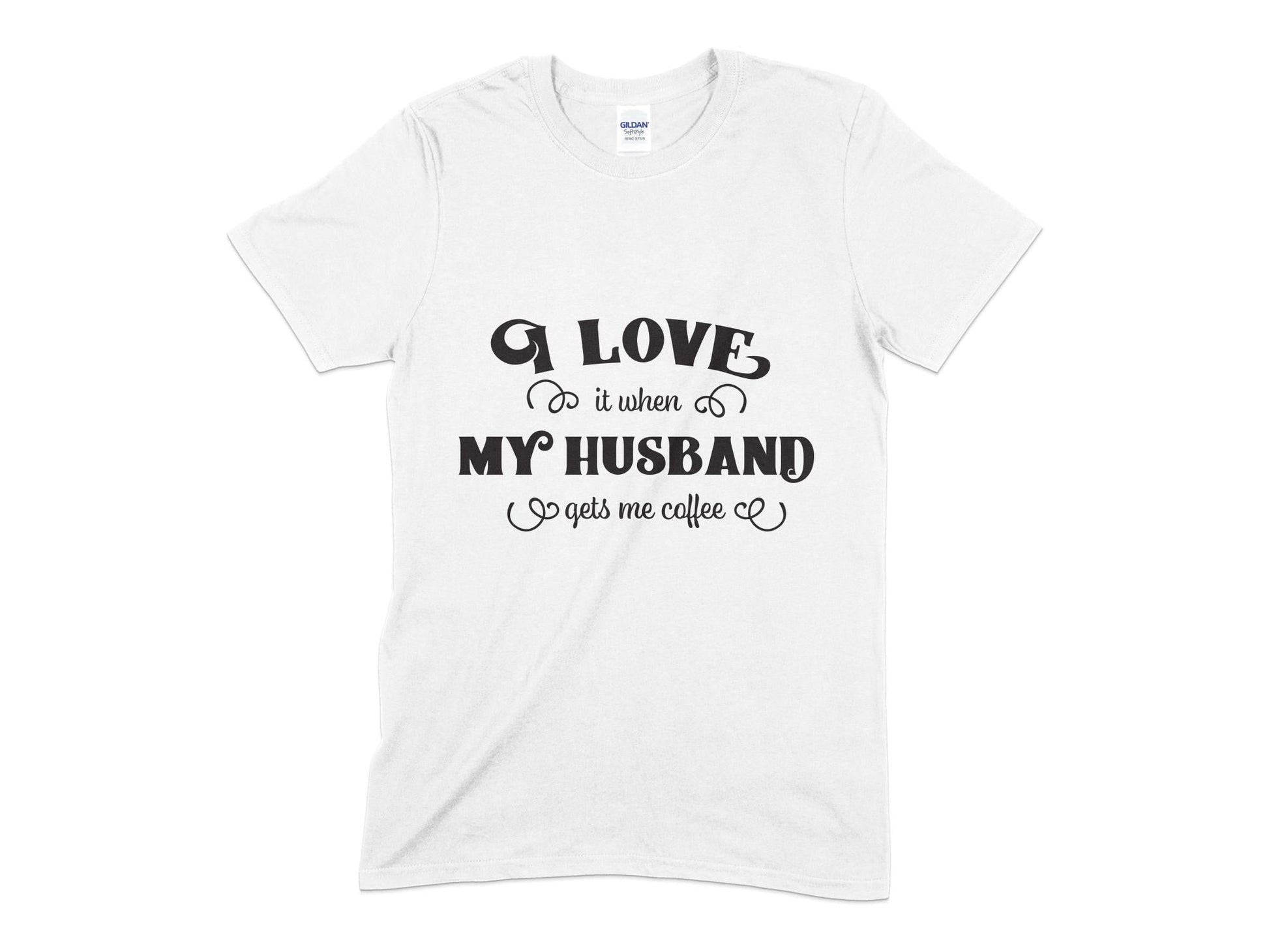 I Love My Husband gets me coffee t-shirt - Premium t-shirt from MyDesigns - Just $18.95! Shop now at Lees Krazy Teez