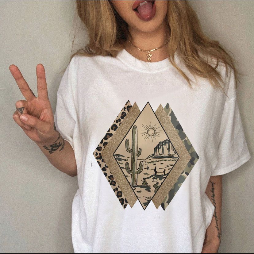 Desert Cartoon Pattern Print Women's Summer Short Sleeve Women's T-Shirt - Premium t-shirt from eprolo - Just $24.95! Shop now at Lees Krazy Teez