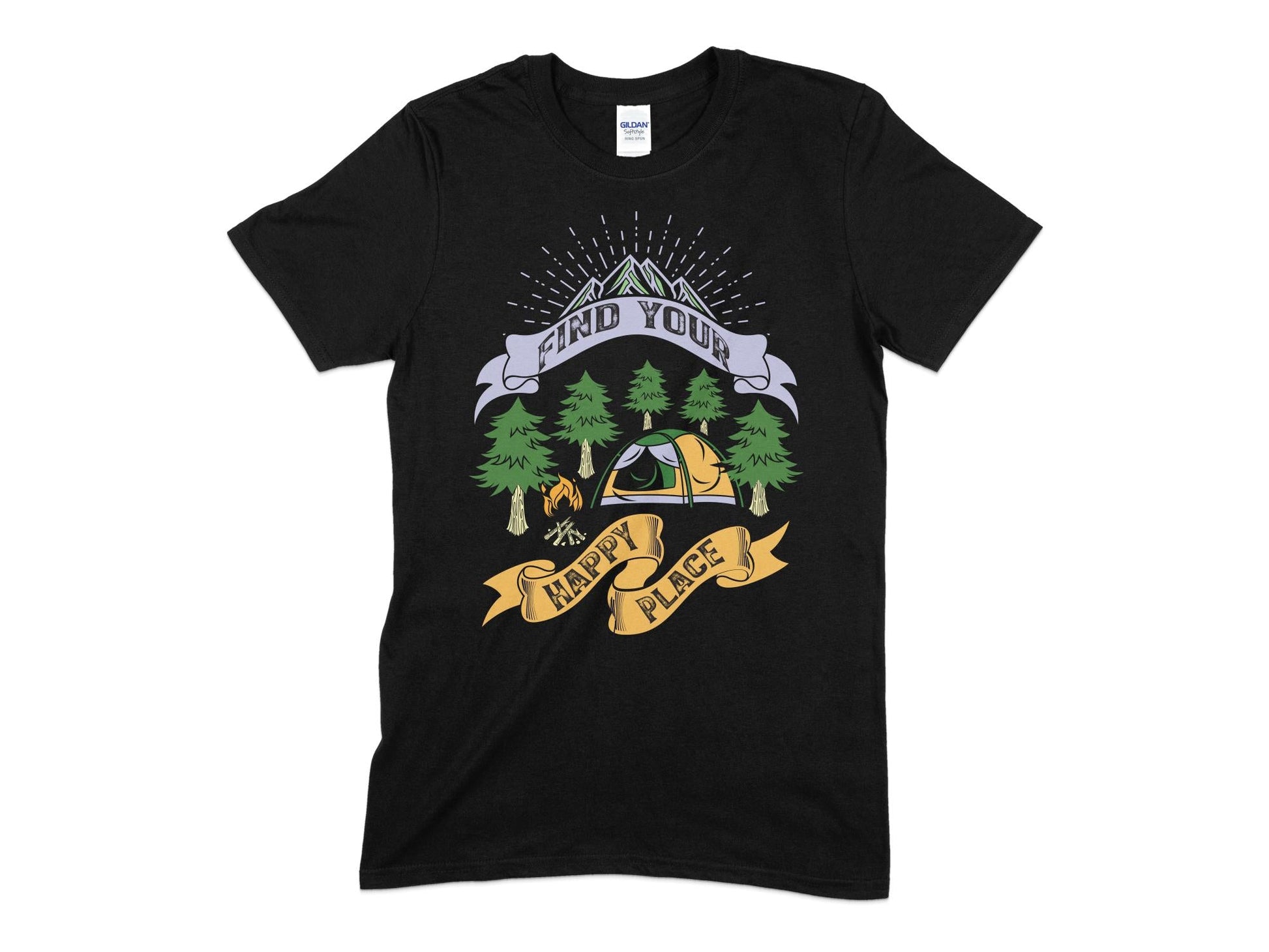 Find your happy place hiking t-shirt - Premium t-shirt from MyDesigns - Just $19.95! Shop now at Lees Krazy Teez