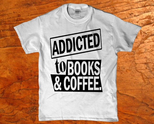Addicted to books and coffee unisex t-shirt - Premium t-shirt from MyDesigns - Just $19.95! Shop now at Lees Krazy Teez