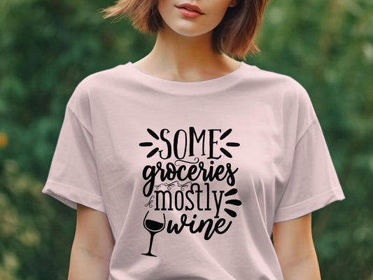 some groceries mostly wine Women's Ladies t-shirt - Premium t-shirt from MyDesigns - Just $19.95! Shop now at Lees Krazy Teez