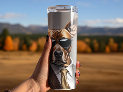Dog wearing sunglasses cute funny 20oz skinny tumbler - Premium tumbler from MyDesigns - Just $29.95! Shop now at Lees Krazy Teez