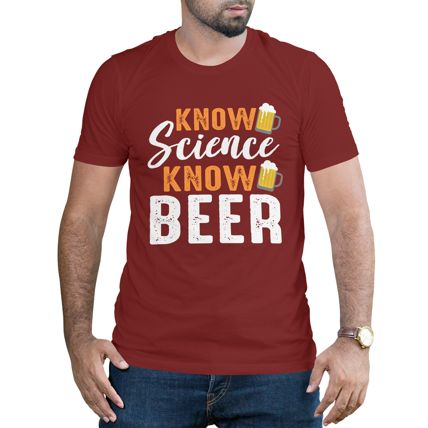 Know Science Know Beer drinking Men's t-shirt - Premium t-shirt from MyDesigns - Just $19.95! Shop now at Lees Krazy Teez