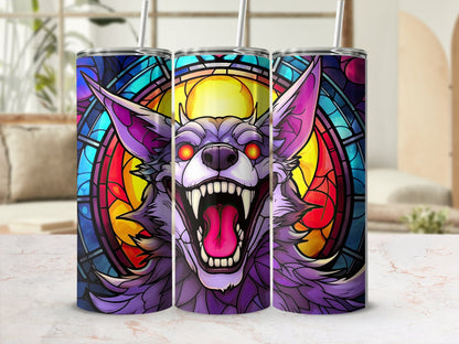 3d evil wolf horror stained glass 20oz skinny tumbler - Premium tumbler from MyDesigns - Just $29.95! Shop now at Lees Krazy Teez