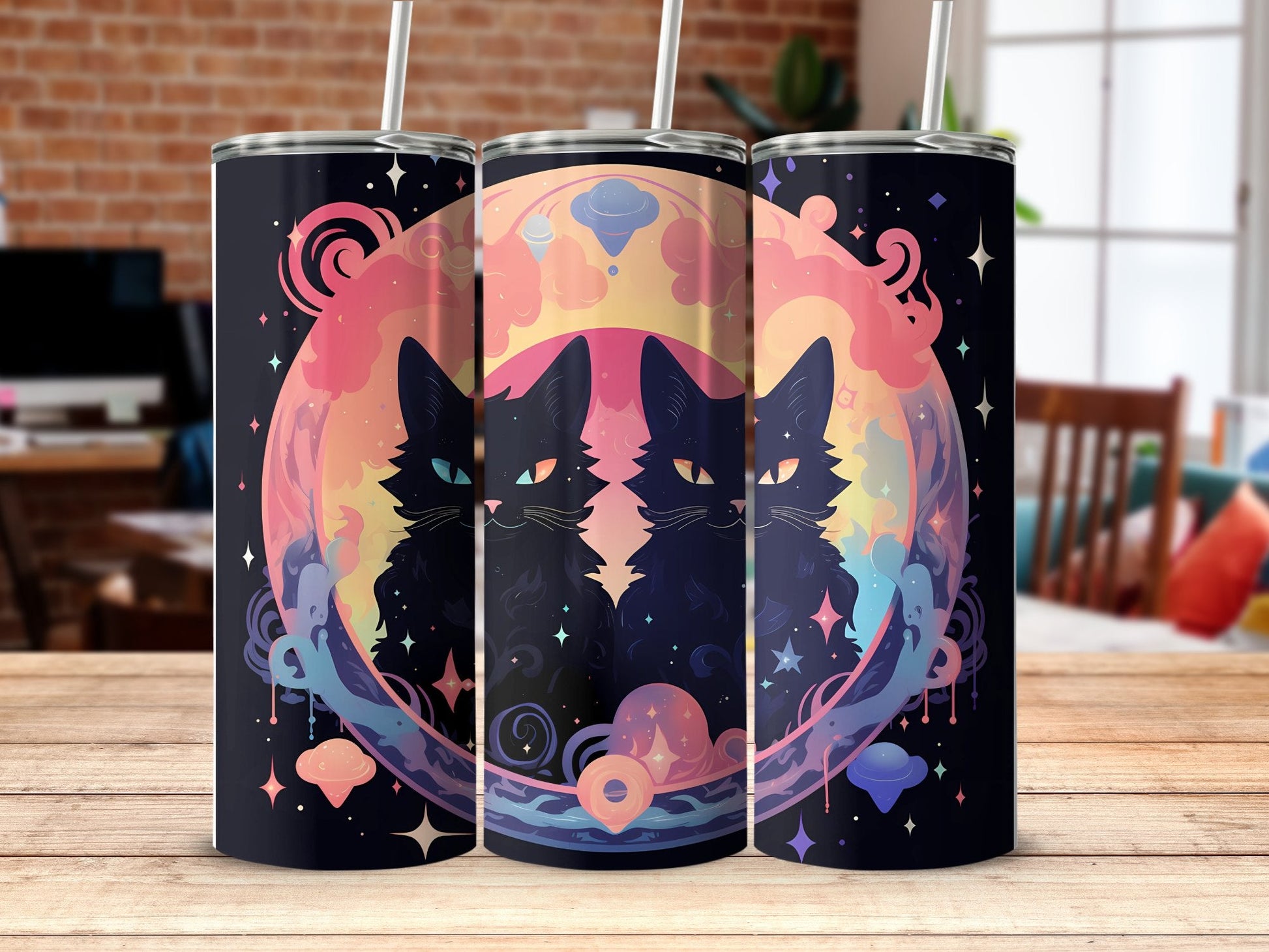 Black cats under the moon 20oz skinny tumbler - Premium tumbler from MyDesigns - Just $29.95! Shop now at Lees Krazy Teez