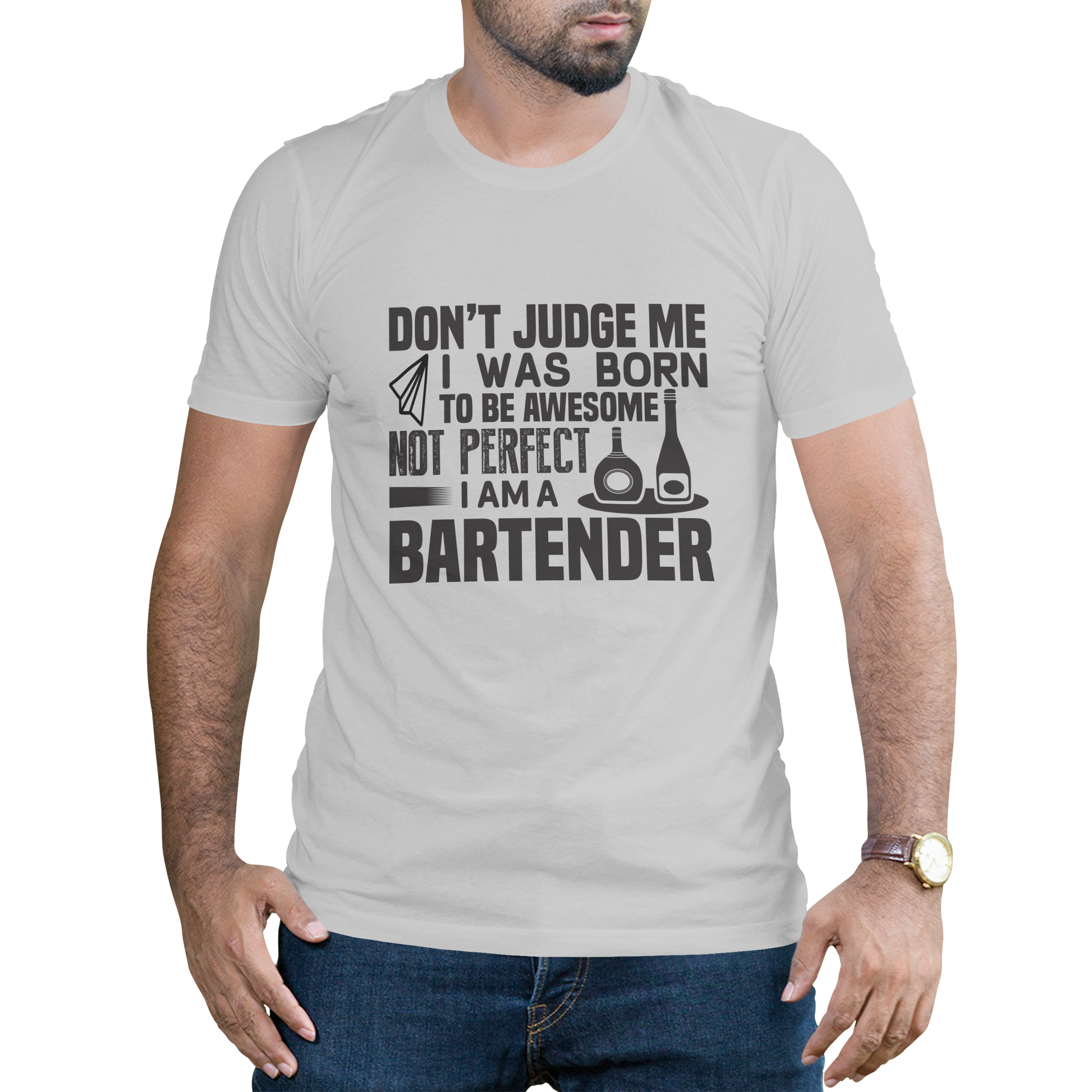 Don't judge me i was born to be awesome bartender drinking t-shirt - Premium t-shirt from Lees Krazy Teez - Just $19.95! Shop now at Lees Krazy Teez