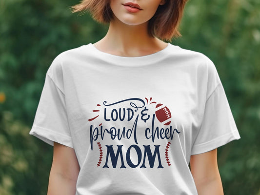 Loud & proud cheer mom Women's tee shirt - Premium t-shirt from MyDesigns - Just $19.95! Shop now at Lees Krazy Teez