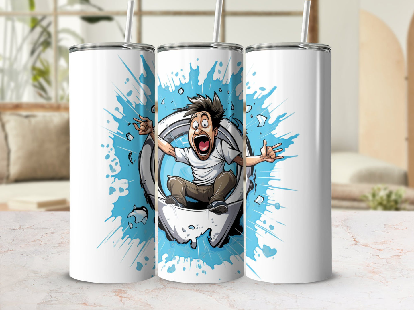 Man making a splash in the toilet 3d tumbler - Premium tumbler from MyDesigns - Just $26.95! Shop now at Lees Krazy Teez