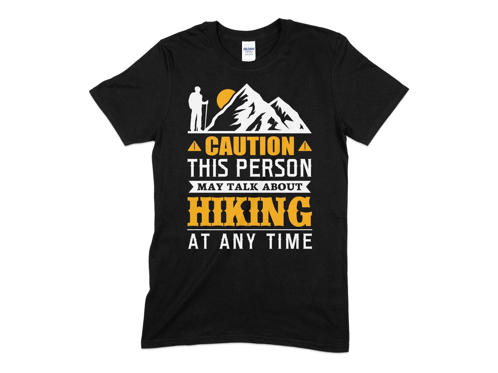 Caution this person may talk about hiking at any time - Premium t-shirt from MyDesigns - Just $19.95! Shop now at Lees Krazy Teez