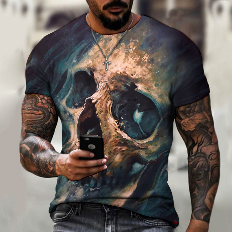 Summer's Chilling Style: 3D Digital Print Horror Skull Men's T-Shirts - Premium t-shirt from eprolo - Just $24.95! Shop now at Lees Krazy Teez