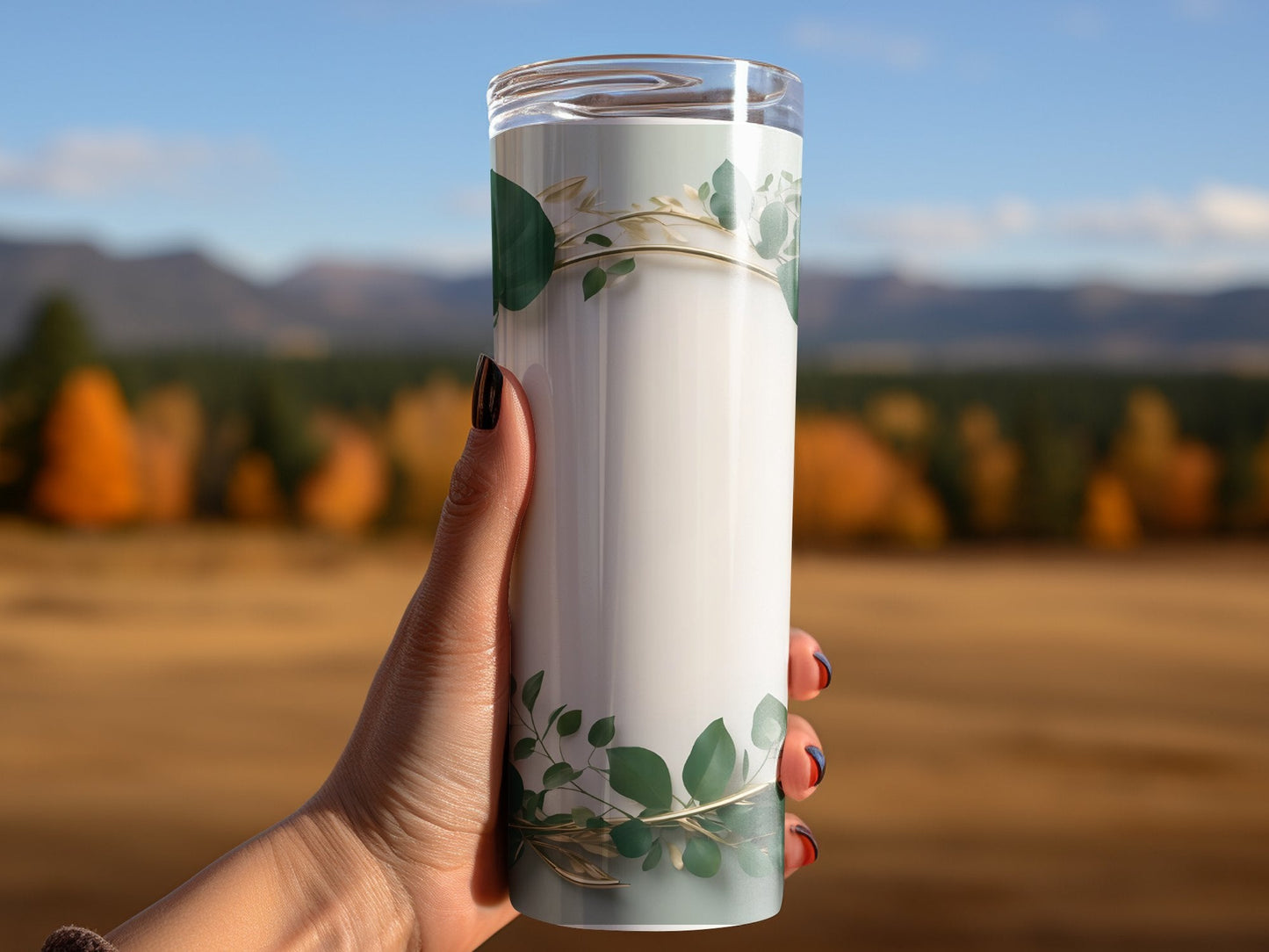 Elegant And Greenery Leaves Frame 3D Tumbler Wrap - Premium tumbler from MyDesigns - Just $26.95! Shop now at Lees Krazy Teez