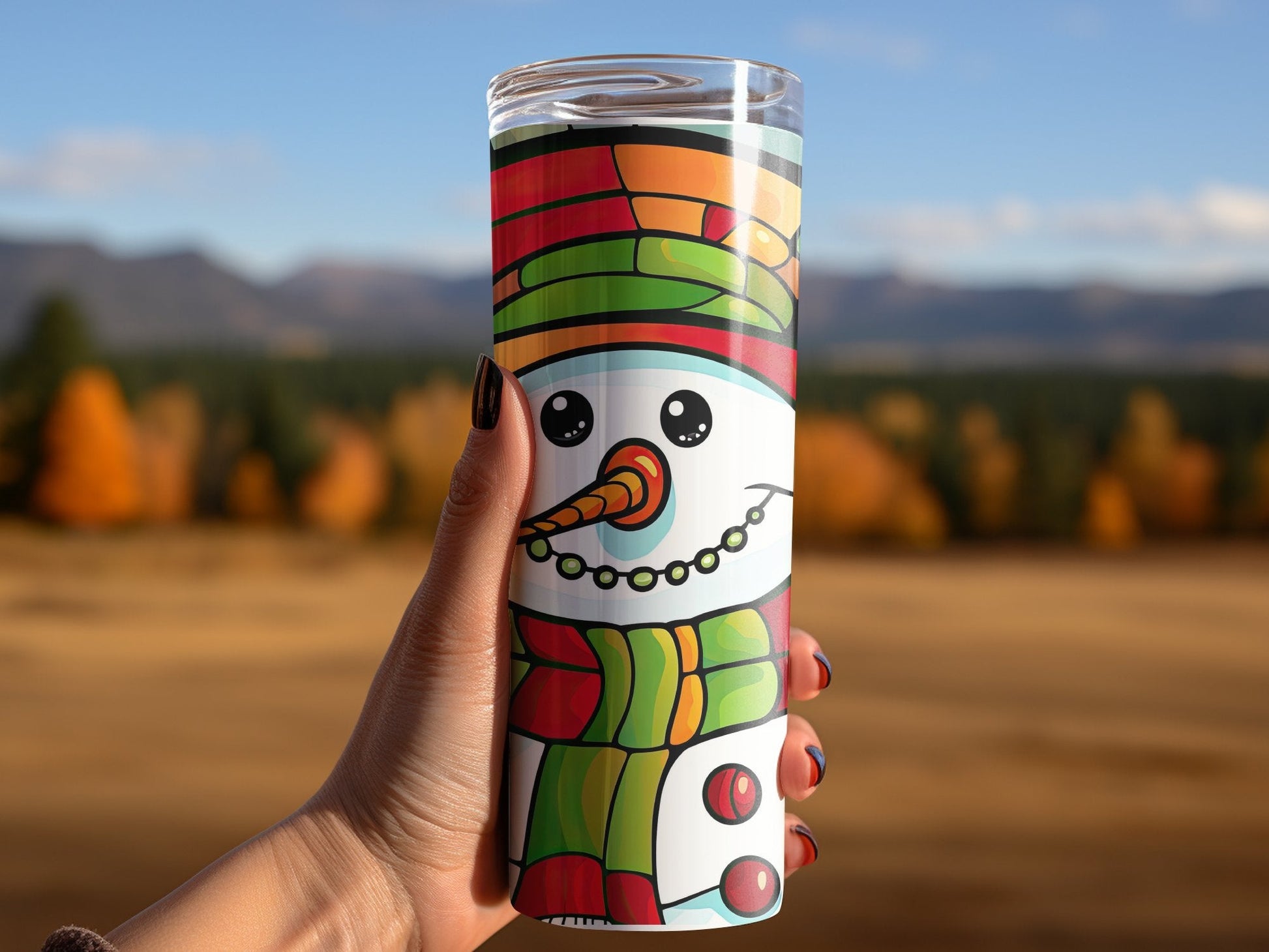 Christmas Stained Glass16 20oz skinny tumbler - Premium tumbler from MyDesigns - Just $26.95! Shop now at Lees Krazy Teez