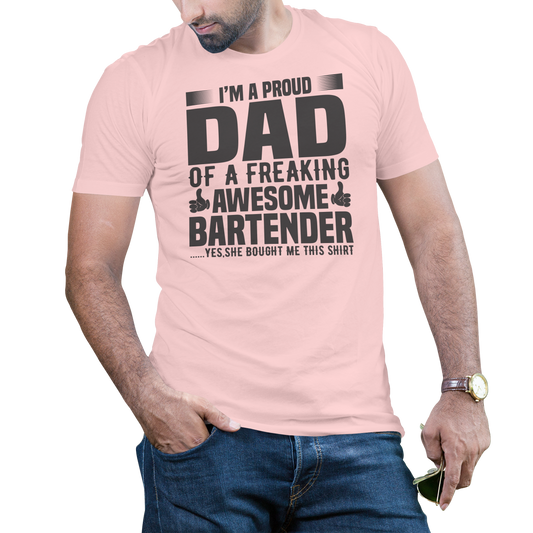 I'm a proud Dad of a freaking awesome bartender t-shirt - Premium t-shirt from MyDesigns - Just $19.95! Shop now at Lees Krazy Teez