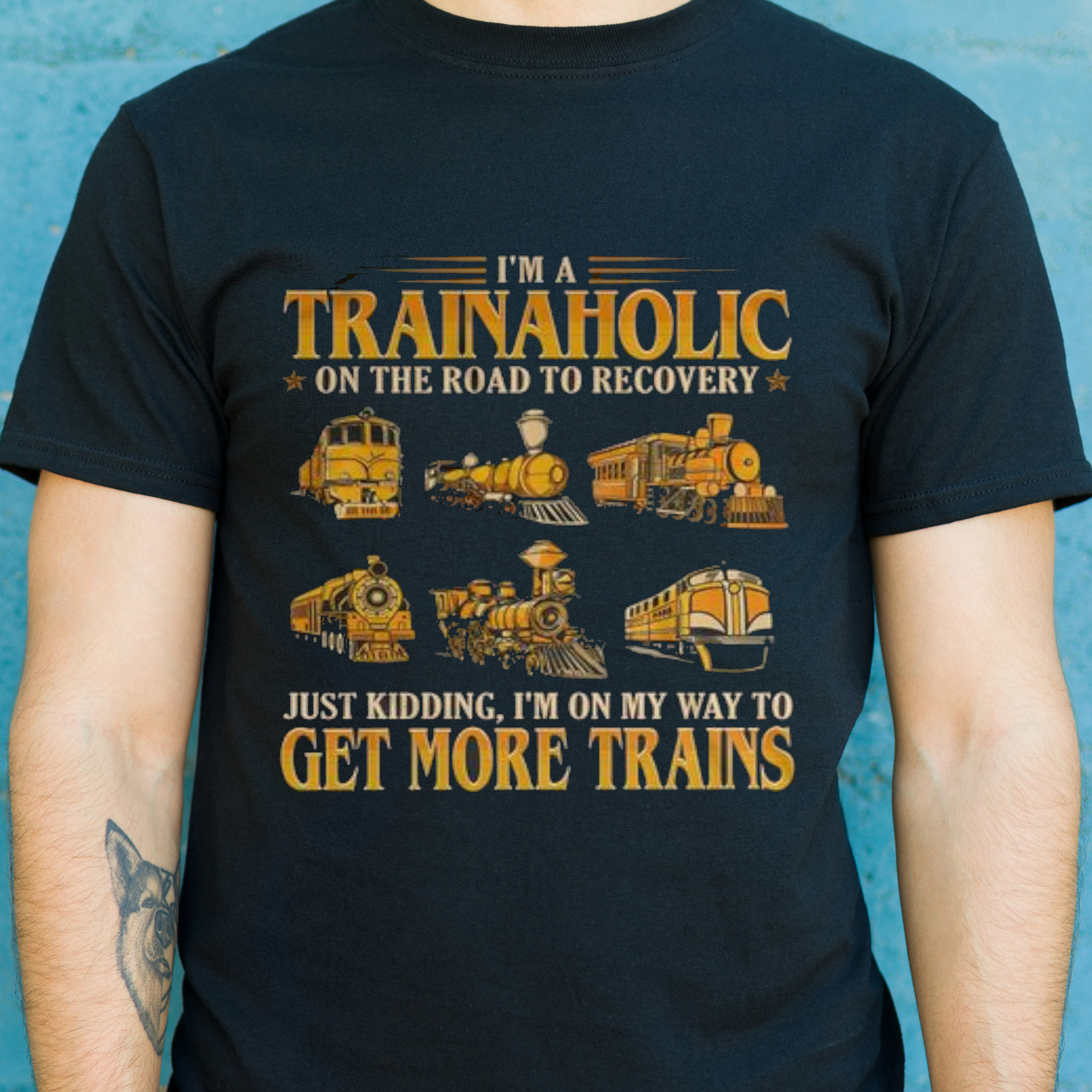 I'm a trainaholic on the road to recovery t-shirt - Premium t-shirt from MyDesigns - Just $16.95! Shop now at Lees Krazy Teez