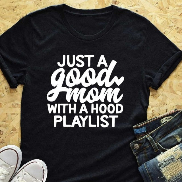 Just a Good Mommy with Hood Playlist hip hop women's t-shirt - Premium t-shirt from eprolo - Just $19.95! Shop now at Lees Krazy Teez