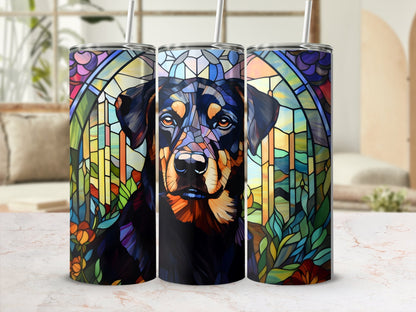 Rottweiler Stained glass dog 20oz skinny sublimation tumbler - Premium tumbler from MyDesigns - Just $29.95! Shop now at Lees Krazy Teez