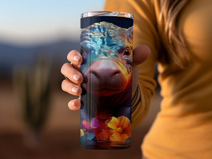 Neon Baby Hippo 20oz skinny tumbler - Premium tumbler from MyDesigns - Just $26.95! Shop now at Lees Krazy Teez