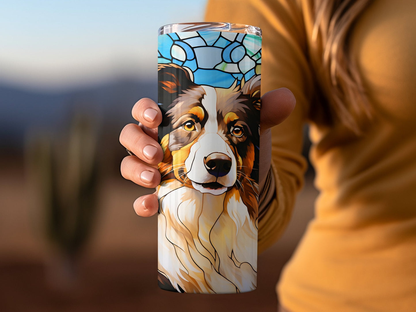 Stained glass awesome dog 20oz skinny sublimation tumbler - Premium tumbler from MyDesigns - Just $29.95! Shop now at Lees Krazy Teez