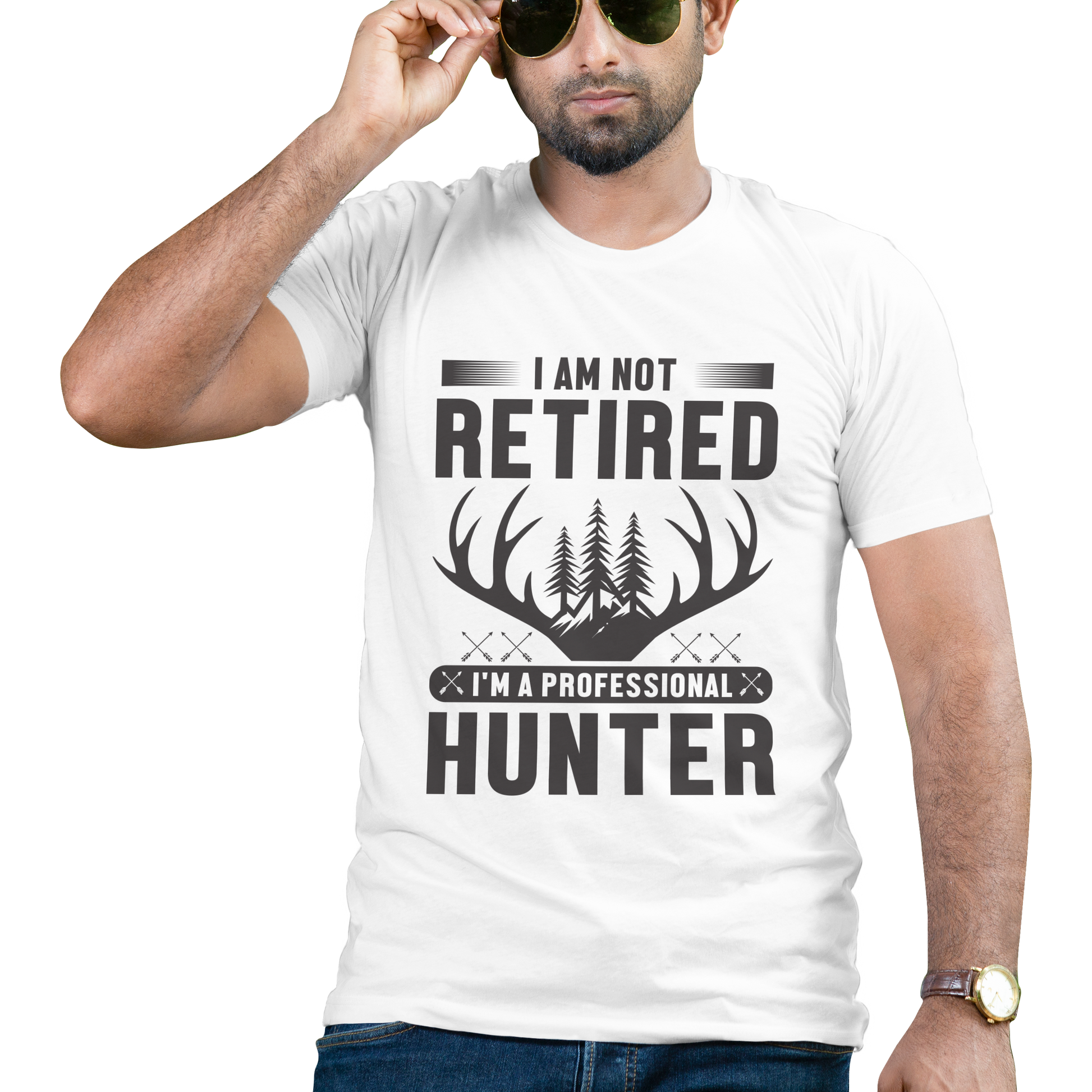 I am not retired im a professional hunter t-shirt - Premium t-shirt from MyDesigns - Just $19.95! Shop now at Lees Krazy Teez