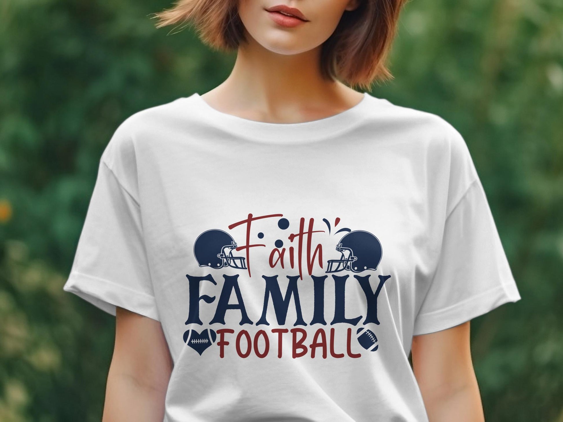 Faith family football Women's tshirt - Premium t-shirt from MyDesigns - Just $19.95! Shop now at Lees Krazy Teez