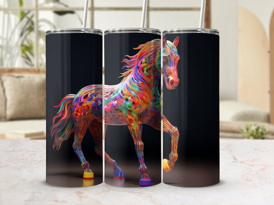 Colorful 3D Horse 20 Oz 20oz skinny tumbler - Premium tumbler from MyDesigns - Just $29.95! Shop now at Lees Krazy Teez