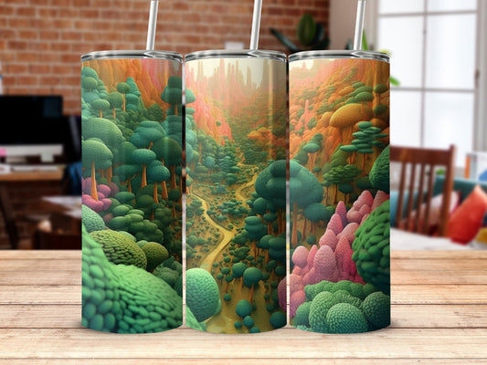 3D Forest Nature 20 Oz 20oz skinny tumbler - Premium tumbler from MyDesigns - Just $26.95! Shop now at Lees Krazy Teez