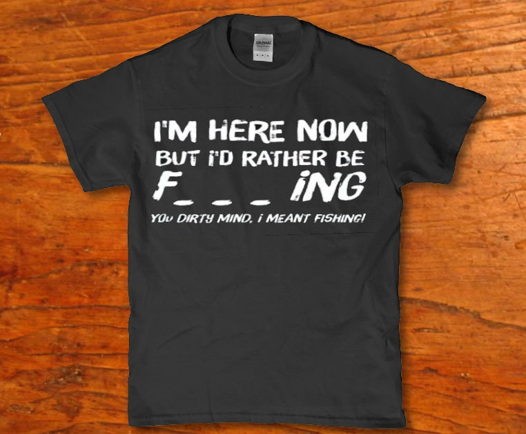 I'm here now but i'd rather be fing Men's t-shirt - Premium t-shirt from MyDesigns - Just $19.95! Shop now at Lees Krazy Teez