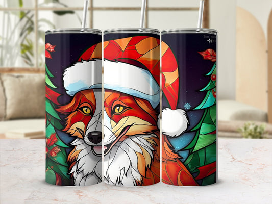 Dog in santa hat skinny awesome 20oz tumbler - Premium tumbler from MyDesigns - Just $26.95! Shop now at Lees Krazy Teez