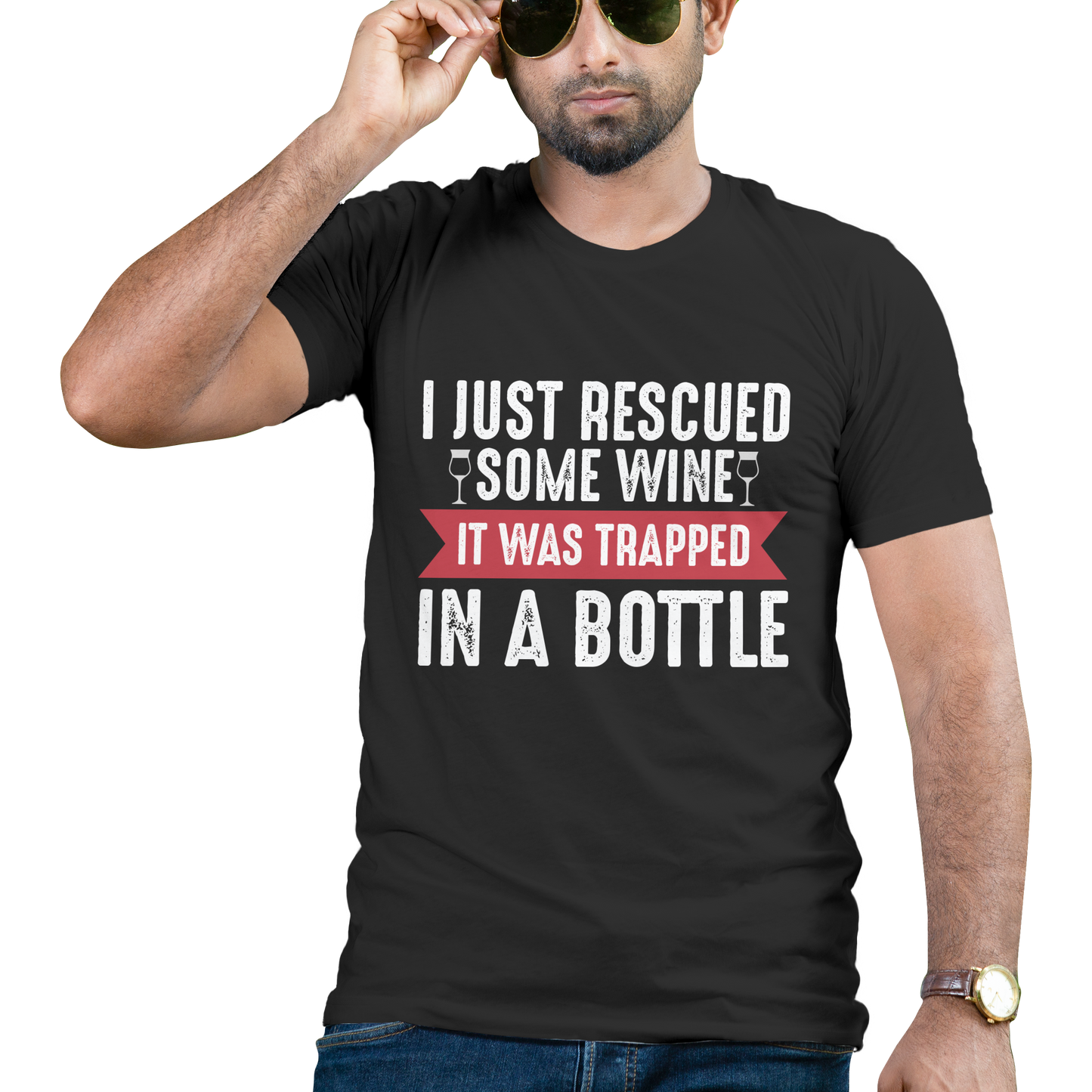 I just rescued some wine it was trapped in a bottle t-shirt - Premium t-shirt from MyDesigns - Just $19.95! Shop now at Lees Krazy Teez