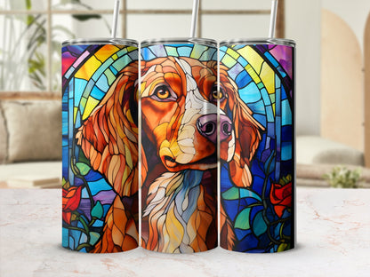 Hound dog stained glass dog tumbler 20oz skinny tumbler - Premium tumbler from MyDesigns - Just $26.95! Shop now at Lees Krazy Teez