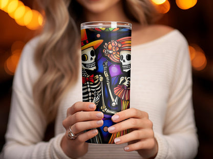 3d skeletens dancing funny 20oz skinny tumbler - Premium tumbler from MyDesigns - Just $29.95! Shop now at Lees Krazy Teez