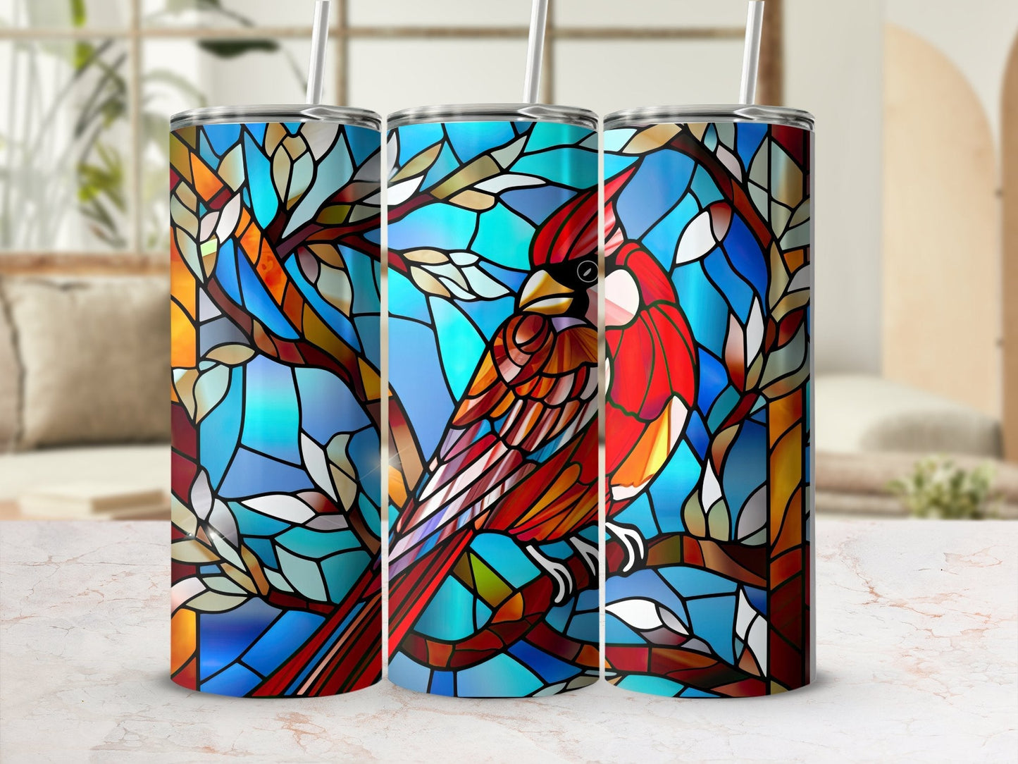 Bird stained glass skinny awesome 20oz tumbler - Premium tumbler from MyDesigns - Just $29.95! Shop now at Lees Krazy Teez