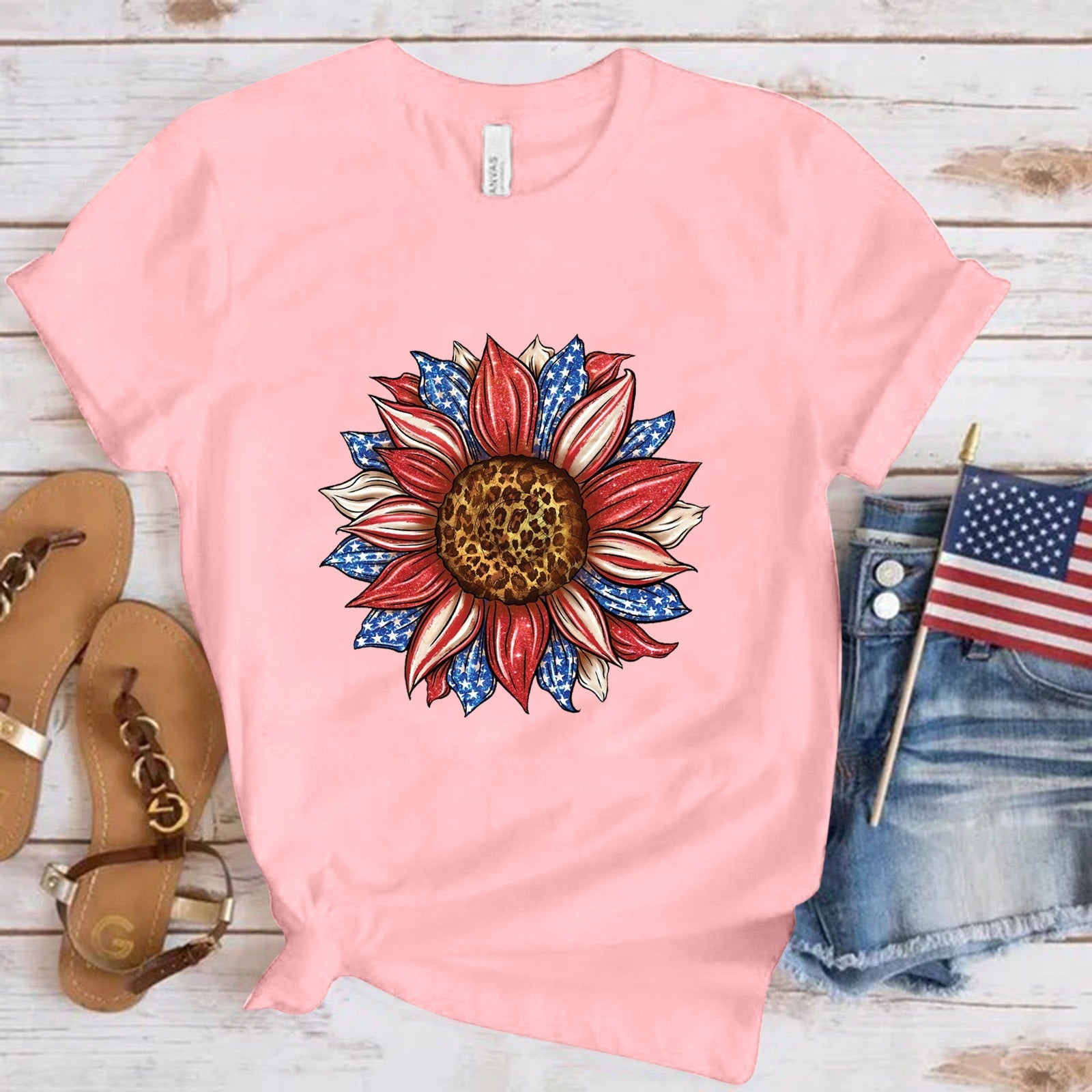 Independence Day Sunflower Print Womens tee USA 4th of july t-shirt - Premium t-shirt from eprolo - Just $19.95! Shop now at Lees Krazy Teez