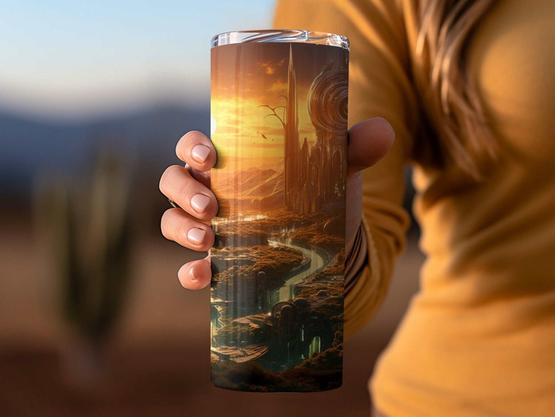 Saragam solarpunk utopian mystic beautiful 20oz skinny tumbler - Premium tumbler from MyDesigns - Just $29.95! Shop now at Lees Krazy Teez