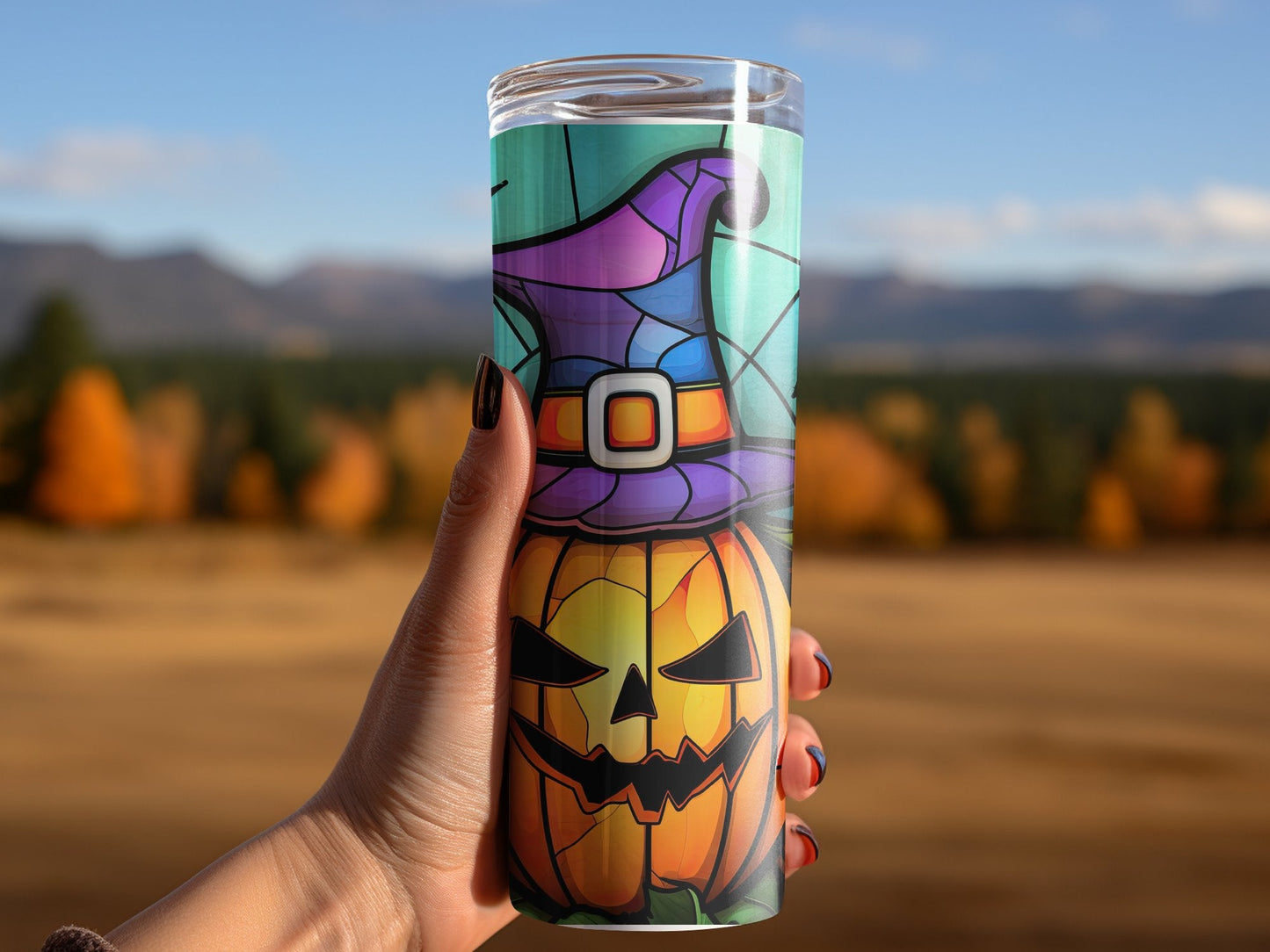 3d Pumpkins dressed as witches Horror tumbler - Premium tumbler from MyDesigns - Just $29.95! Shop now at Lees Krazy Teez