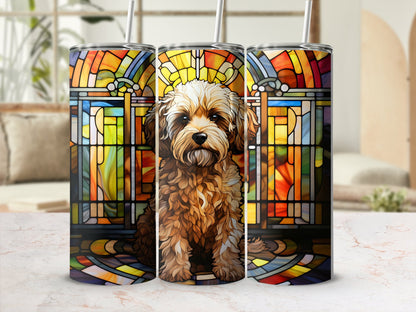 Stained glass dog 20oz - 20oz skinny sublimation tumbler - Premium tumbler from MyDesigns - Just $29.95! Shop now at Lees Krazy Teez