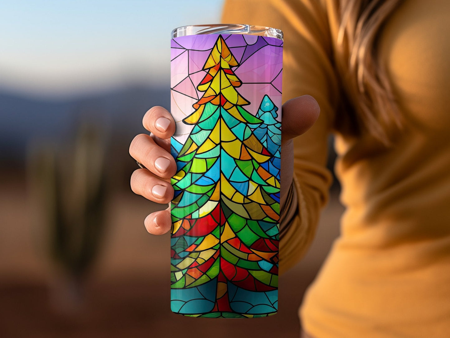 Christmas Stained glass tree skinny awesome 20oz - Premium tumbler from MyDesigns - Just $26.95! Shop now at Lees Krazy Teez