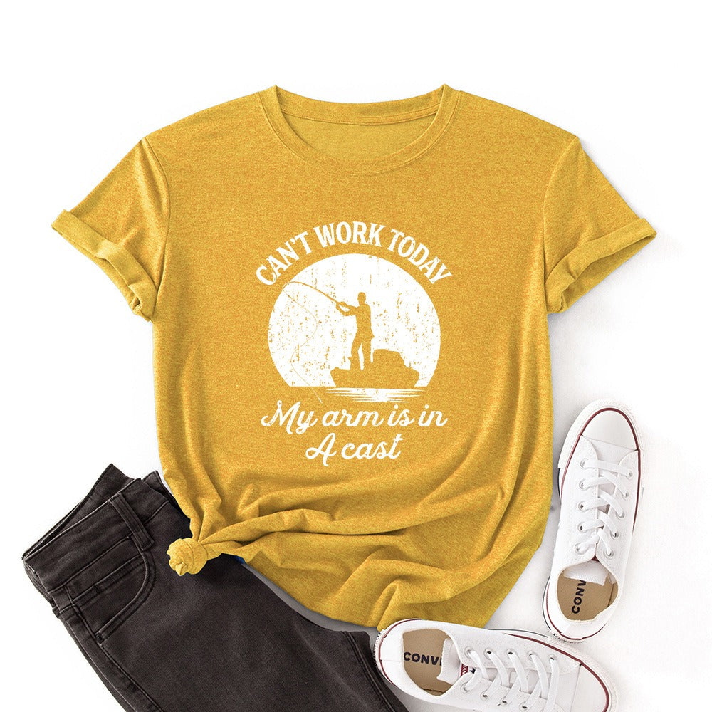 Can't work today my arm is in a cast - Funny Womens fishing t-shirts - Premium t-shirt from eprolo - Just $19.95! Shop now at Lees Krazy Teez