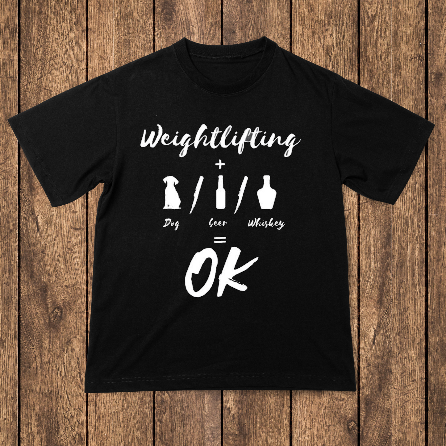 Weightlifting dog beer whisky ok drinking t-shirt - Premium t-shirt from MyDesigns - Just $16.95! Shop now at Lees Krazy Teez
