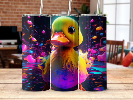 Neon Colorful Cute Duck 20oz skinny sublimation tumbler - Premium tumbler from MyDesigns - Just $26.95! Shop now at Lees Krazy Teez