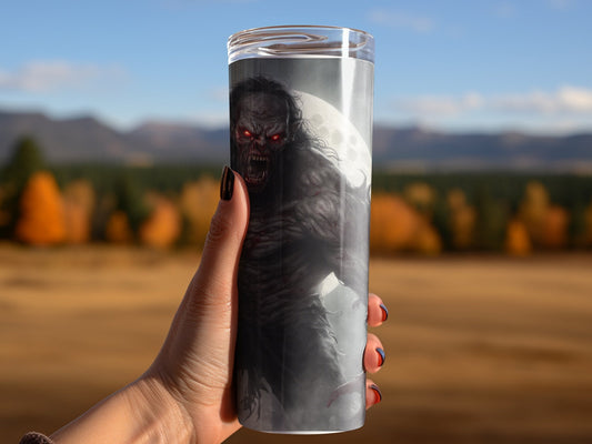 Zombie Demon Monster under the moon horror 20oz skinny tumbler - Premium tumbler from MyDesigns - Just $29.95! Shop now at Lees Krazy Teez