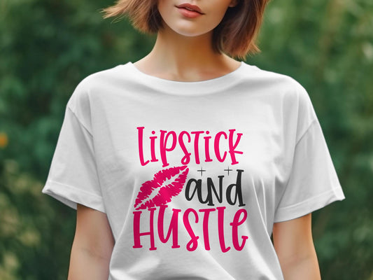 Lipstick and Hustle Women's tee shirt - Premium t-shirt from MyDesigns - Just $19.95! Shop now at Lees Krazy Teez